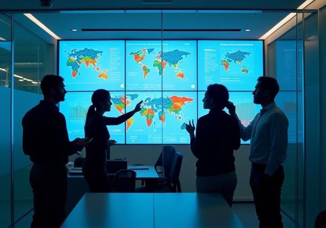 Data analyst reviewing consumer heatmaps and behavioral charts