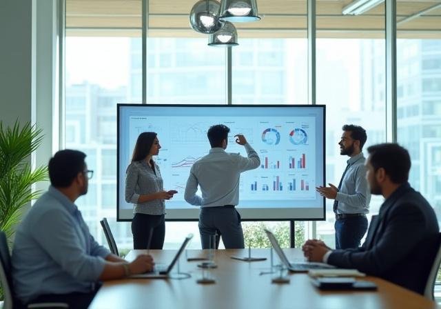 Market research team working in New Delhi office